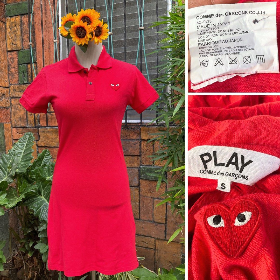 cdg Play Comme des Garcons Red Polo Dress CDG play red tennis dress CDG play golf dress Collared dress US Small Women s Fashion Dresses Sets Dresses on Carousell