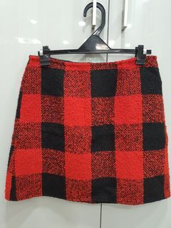 Forever 21 Tweed Skirt (Red & Black Checkered)