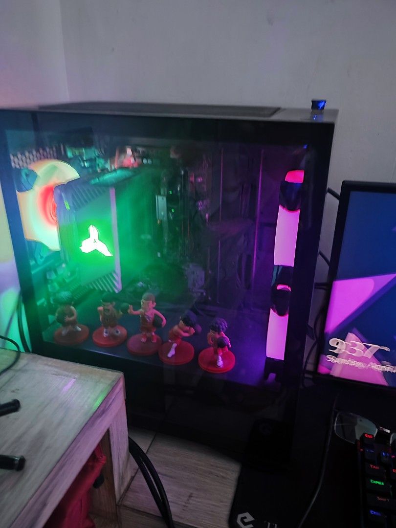 Gaming PC (Category: Desktops) located in Manila. Submitted by potpotyu (Listing ID 1299307677, Image 3). Description: AMD Athlon 3000g MSI A320M PRO VH Team Elite Plus 16gb ram 3200MHZ Gigabyte M.2 SSD 256gb United Power 500 watts 80+ Inplay Ice Tower V2 3pcs Jonsbo CR1200 CPU Cooler Fan DarkFlash DLM22 Black 24 Iodata Monitor Frameless, Slim Type Built in Speaker Port: VGA & HDMI 75hz Red Dragon: Keyboard -k656 1Rudra Mouse-620 Gainer RFS: Nkad