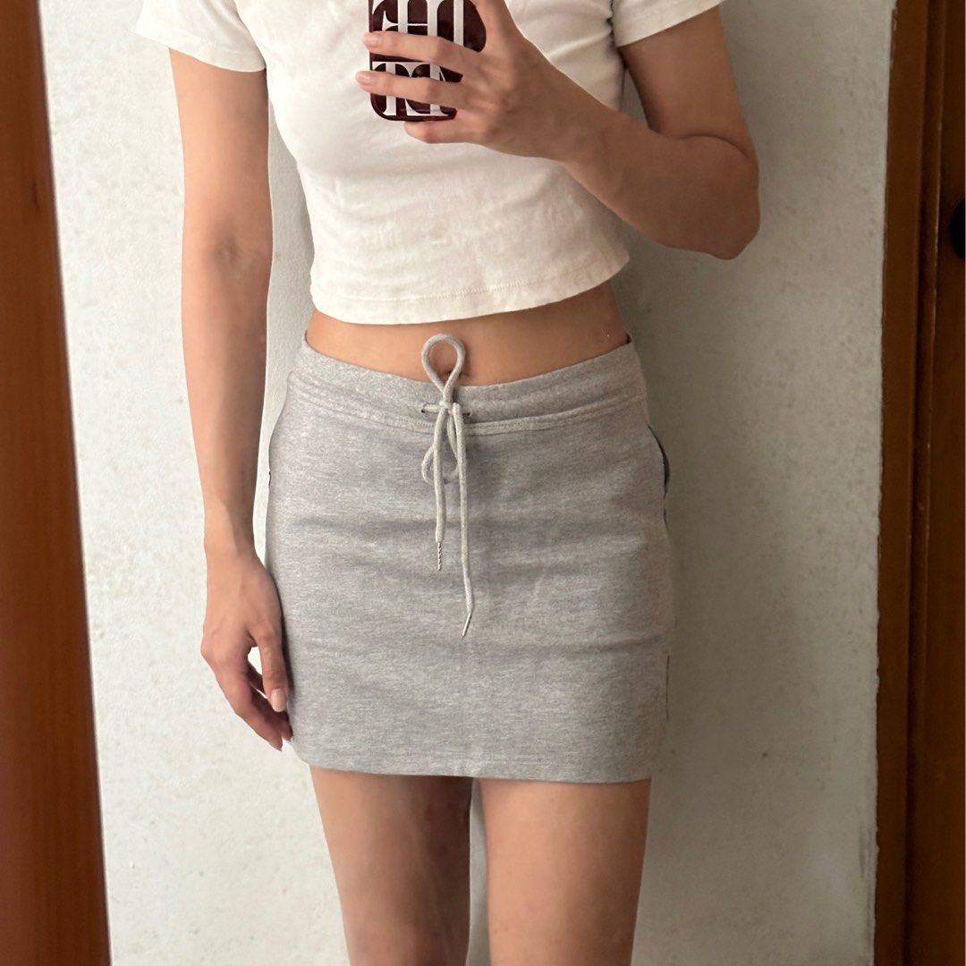 Heather gray jersey skirt cheap
