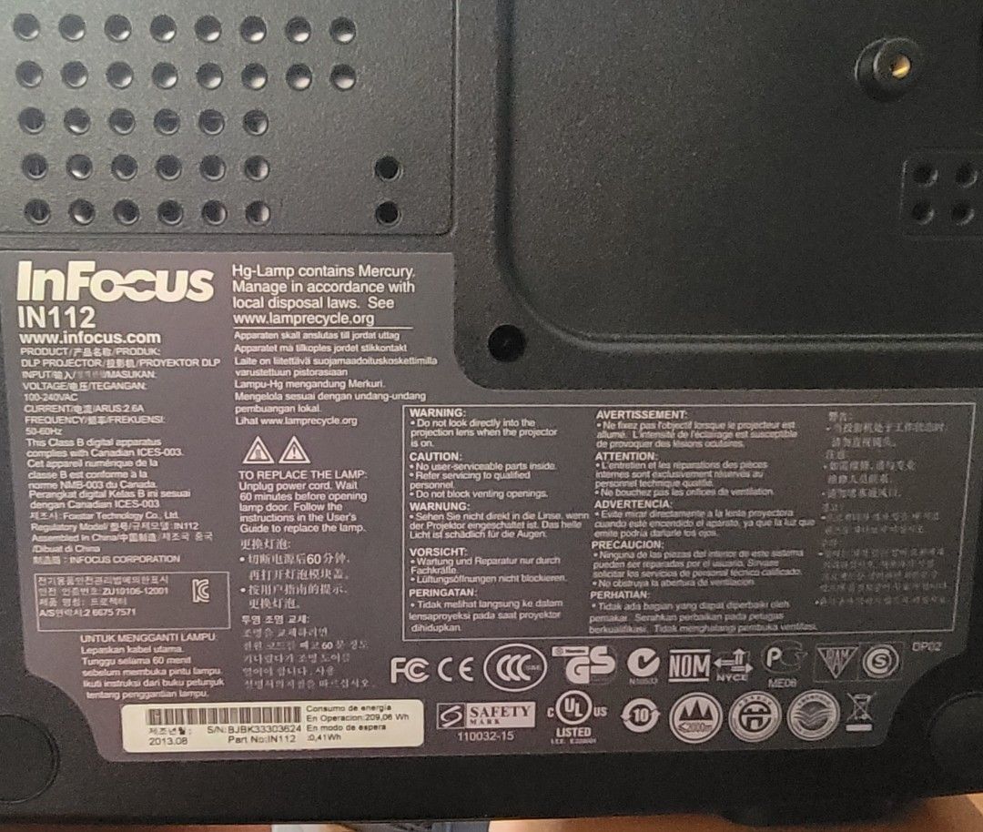 InFocus N112 projector (Category: Projectors) located in Pasig City. Submitted by bananajellybean (Listing ID 1299300575, Image 3). Description: InFocus N112 projector rarely used, like new, selling for 10k, neg complete accessories plus carrying case research na lang specs pls.