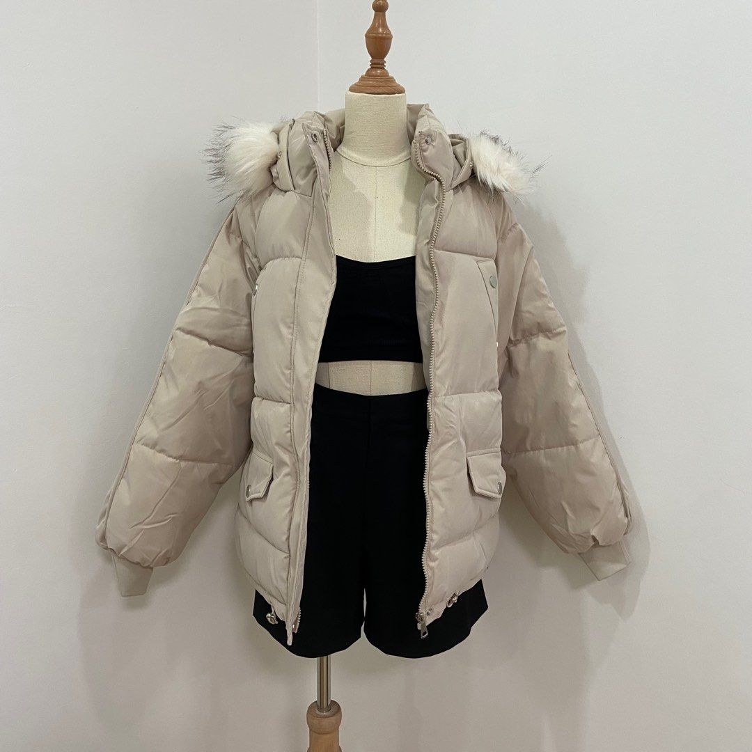 Korean Puffer Jacket with hoodie Women s Fashion Coats Jackets and Outerwear on Carousell