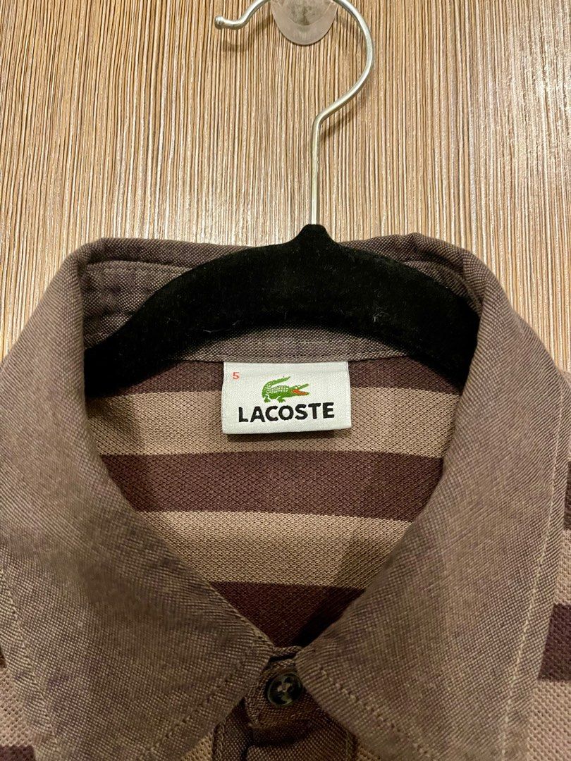 Lacoste Polo Mens (Category: Tshirts & Polo Shirts ) located in Pagadian. Submitted by rc0778 (Listing ID 1299321291, Image 3). Description: *authentic/original *in good condition *color: stripe dark brown/light brown *size: 5 / large Length-29 inches Width-20 inches *rfs: decluttering *can do shipping at buyers expense * payment thru BDO or gcash.