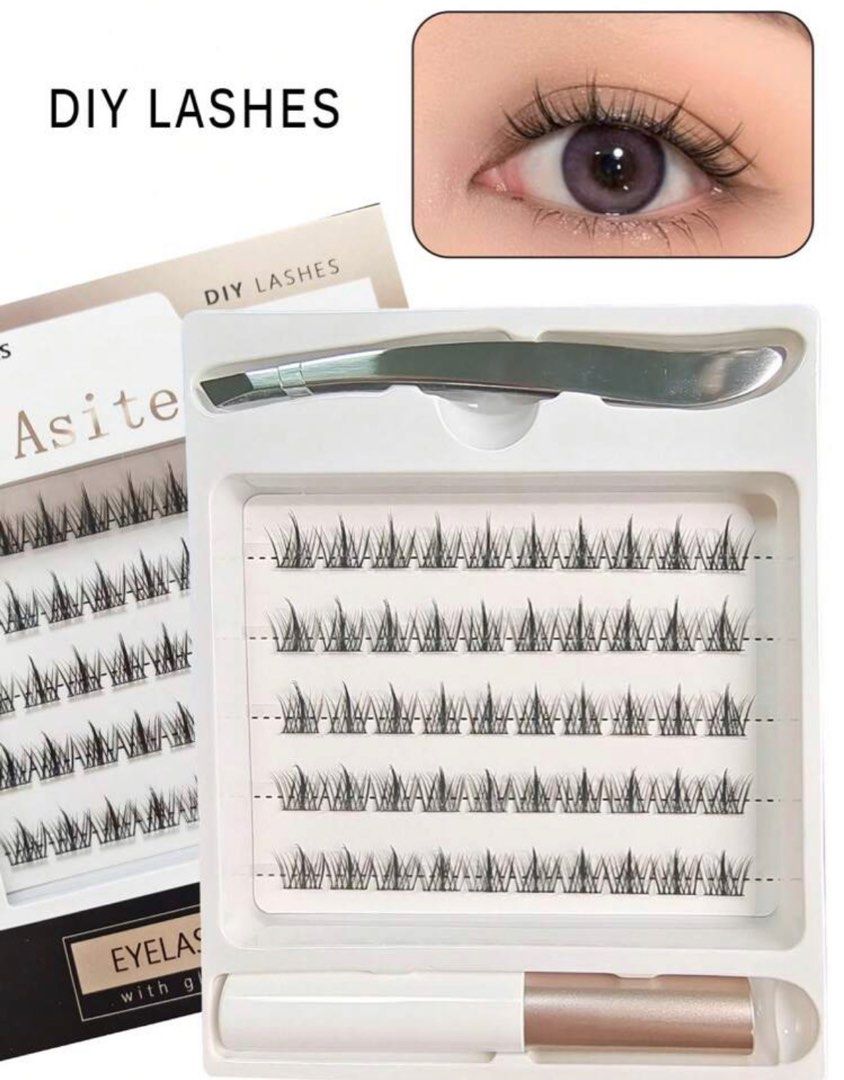 Lash clusters (Category: Hands & Nails) located in Singapore. Submitted by dasaniice (Listing ID 1299430623, Image 1). Description: Brand new not opened. Impulse buy Includes free unopened tweezer & glue inside the box.
