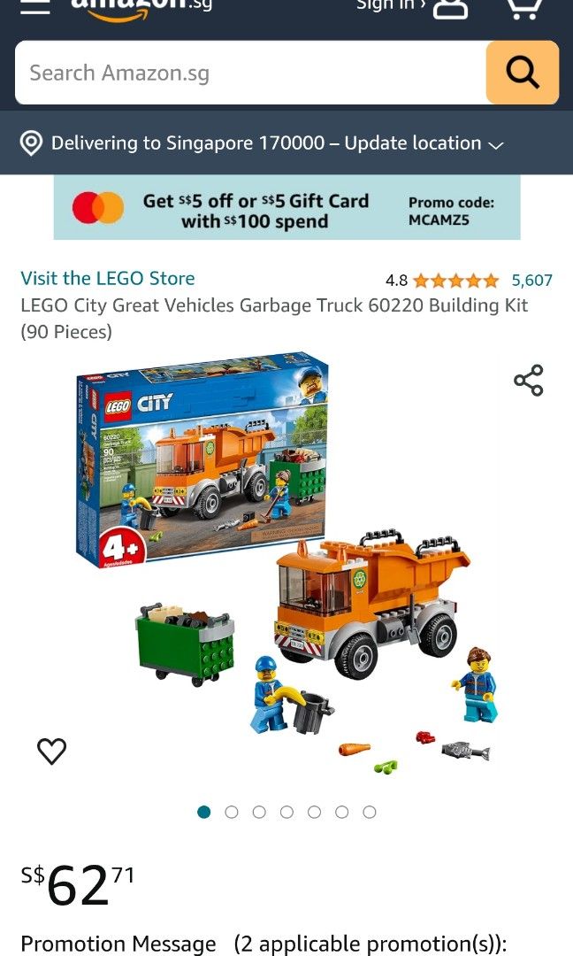 Lego City 60220 Garbage Truck Hobbies Toys Toys Games on Carousell