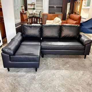 L-type leather sofa with storage