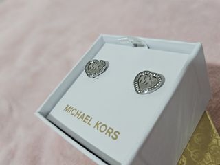 Michael Kors  Silver Tone Pavé Crystals Monogram Earrings