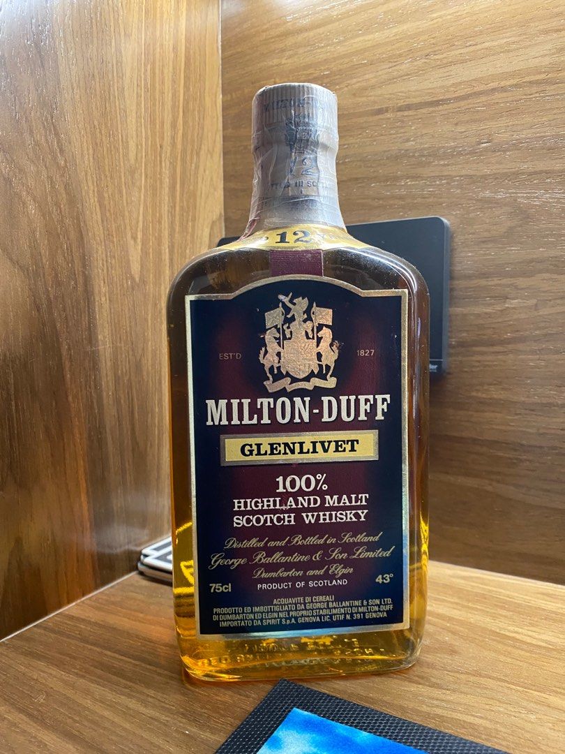 Miltonduff Glenlivet 12 year old 100% Highland Malt Old Miltonduff Glenlivet 12 year old 100% Highland Malt Old
