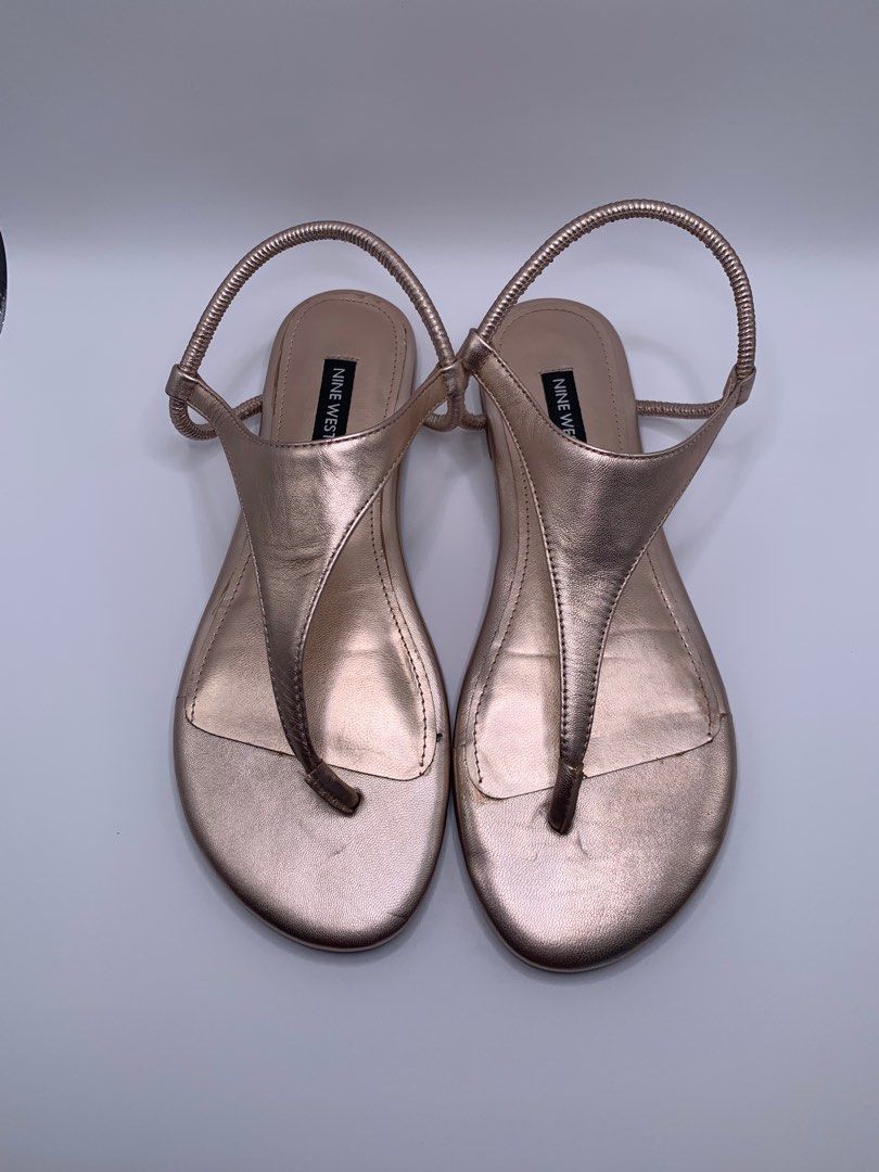 Nine West Flat Sandals Size 7.5 Rose Gold Women s Fashion Footwear Flats Sandals on Carousell