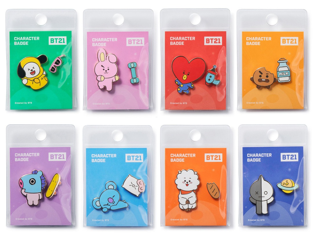 Official 100% BTS | BT21 X LINE FRIENDS Badge Set, Hobbies & Toys ...