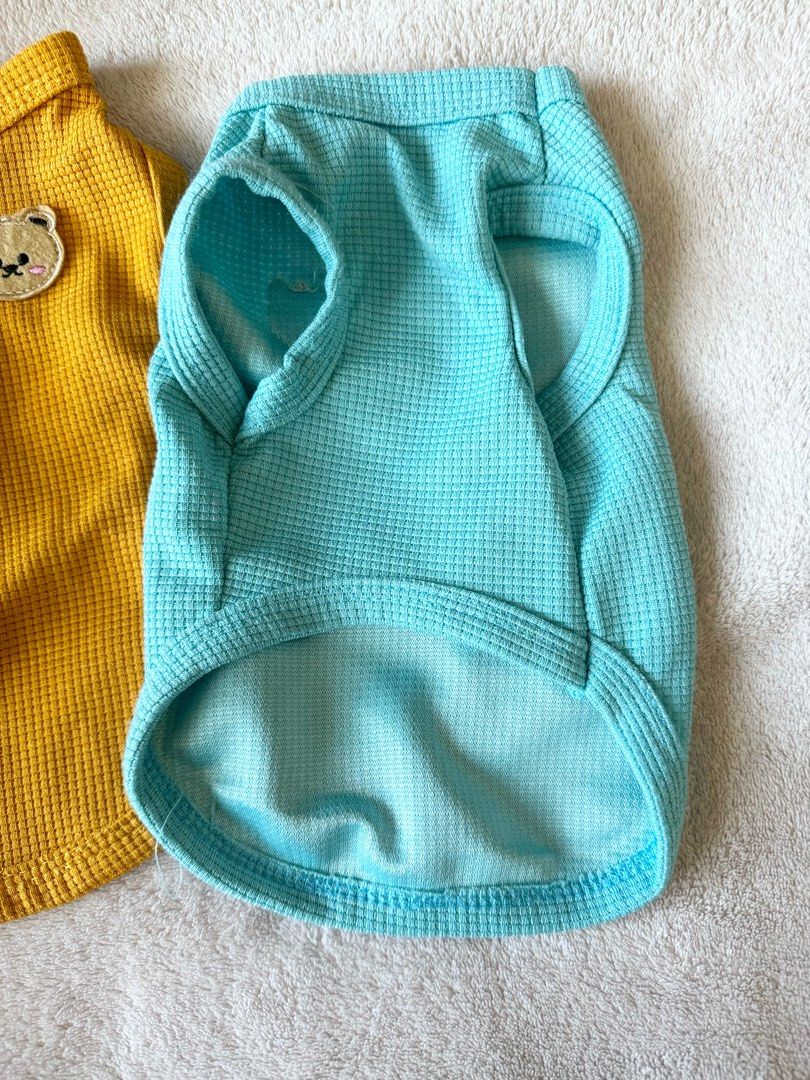 Pet clothes (Category: Health & Grooming) located in Makati City. Submitted by argin (Listing ID 1299279055, Image 3). Description: ₱50 each 3 colors available: Sky blue, mustard yellow, olive green Size is Small, Size suited for cats and puppies only Made of ribbed thick material RFS: Cat owned, but already outgrown them .