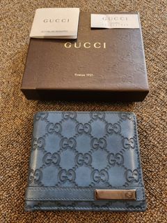 Preloved Gucci Men's wallet in denim blue leather