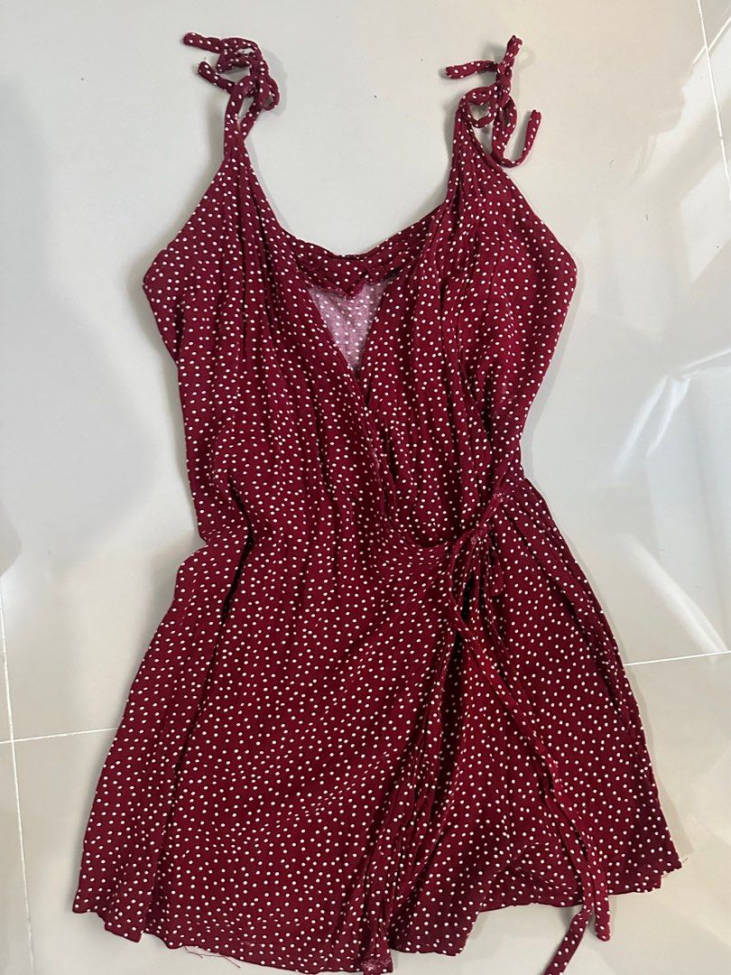 Red polkadot tie romper (Category: Rompers) located in Quezon City. Submitted by talamnl (Listing ID 1299446585, Image 2). Description: Used only once Selling low. Need to dispatch a lot since i’m decluttering 😅.