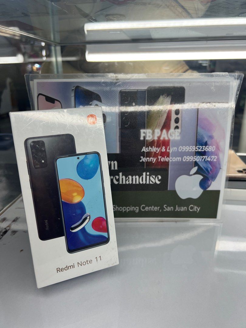 Redmi Note 11 64gb ‘ 4g ram (Category: Xiaomi) located in San Juan City. Submitted by AshleyandLynGeneralmerchandise (Listing ID 1299350185, Image 1). Description: We accept trade in Credit card / Home Credit Shipping Meet ups / Delivery Fb page: Ashley & Lyn.