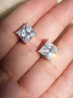 Russian diamond sterling silver 925 earrings