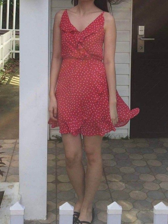 S H M Red Polka Dot Summer Dress Women s Fashion Dresses Sets Dresses on Carousell