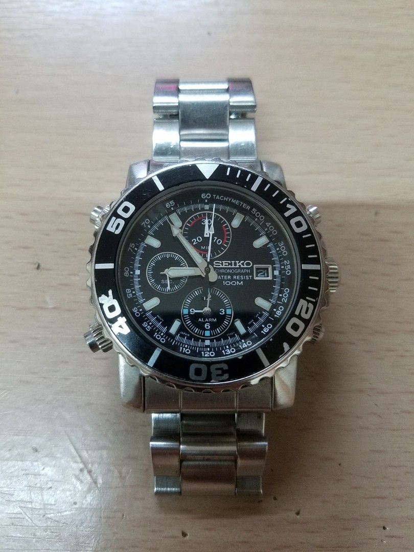 SEIKO クォーツ 腕時計 シルバー 100m防水 SEIKO/Chrono クロノグラフ