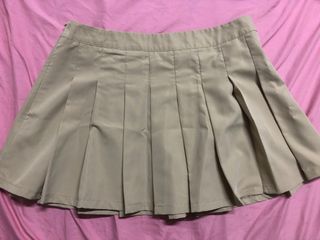 SHEIN plus size brown khaki pleated mini skirt