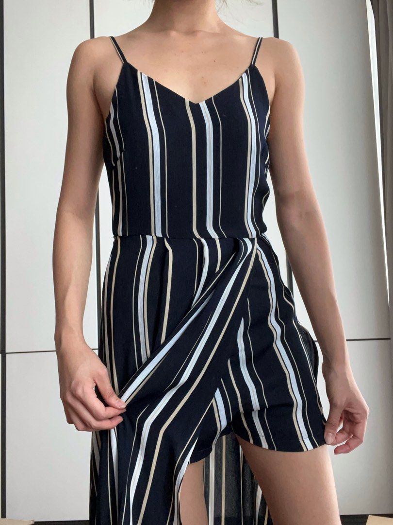 Thread Theory Striped Maxi Romper Dress Women s Fashion Dresses Sets Dresses on Carousell