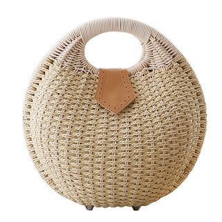 Summer rattan straw woven circular bag