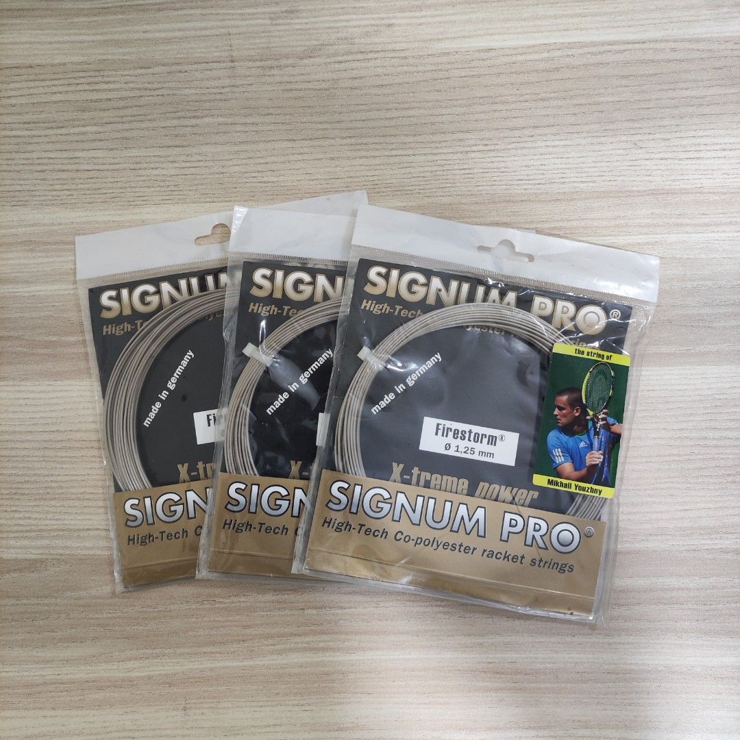 Tennis string Signum Pro Firestorm, Sports Equipment, Sports & Games,  Racket & Ball Sports on Carousell