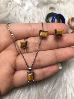 Tiger Eye Set Jewelry Natural Authentic Crystals