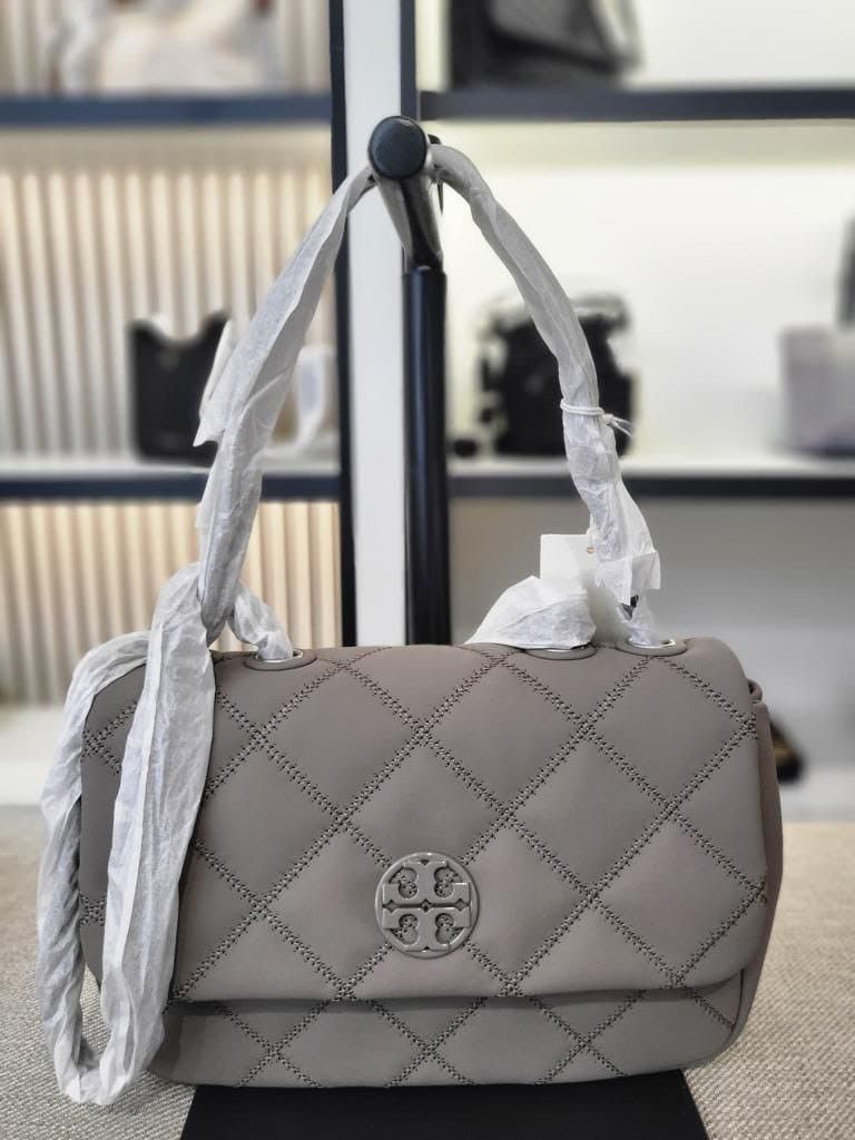 Tory Burch Willa Matte Small Shoulder Bag Grey Heron