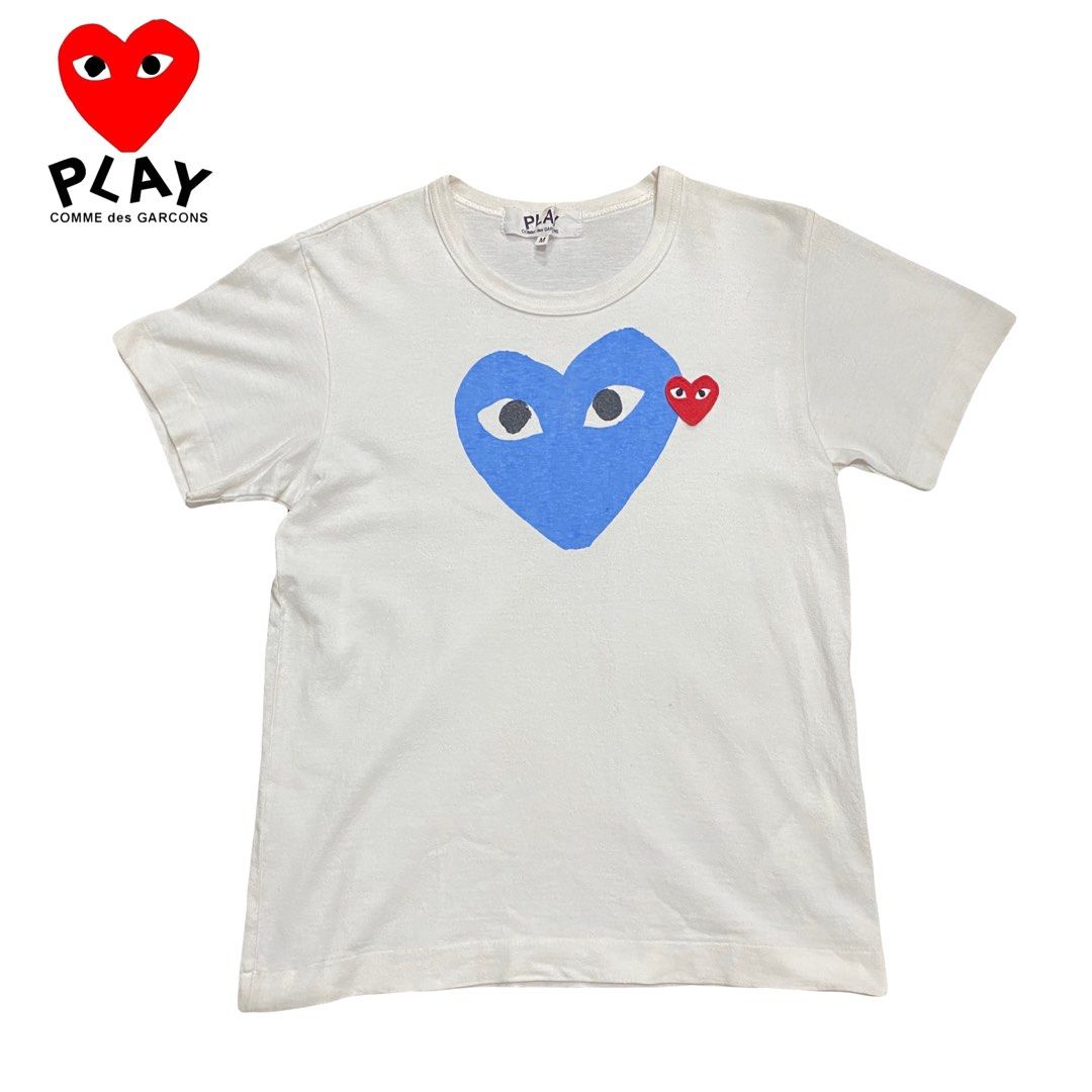 Tshirt Play COMME des GARCONS Logo Double Heart, Fesyen Pria