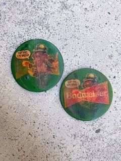 (Vintage) 80’s Budweiser Beer - “Tip Me I’m Irish” - Leprechaun - St. Patrick’s Day - Holographic Action Ficker Pinback Button Pin Badge (Set of 2)