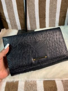 Vintage ostrich leather clutch wallet