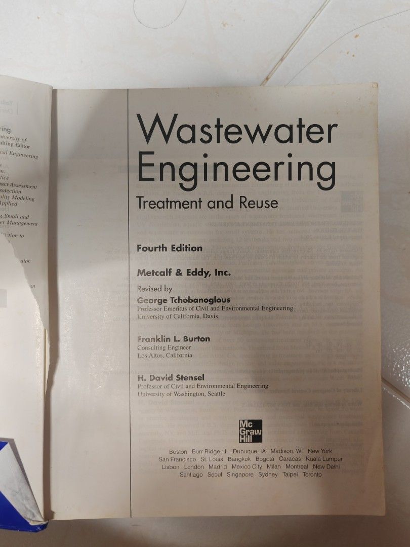 Wastewater Engineering Treatment and Reuse 4th Edition Metcalf &amp; Eddy, Hobbies &amp; Toys, Books ...
