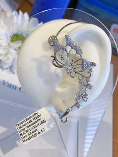 WG 14k Butterfly Ear Climber Moissanite Diamond