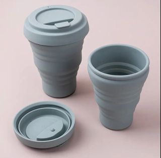 [Wholesale] Collapsible Silicone Coffee Office Cup with Lids Foldable Drinking Pocket Travel Mug Reusable