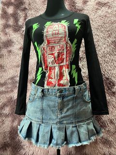Y2k graphic top pop art patched robot ( helping tags hysteric glamour acubi grunge alt y2k aesthetic)