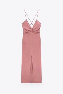 Zara pink linenlike maxi dress