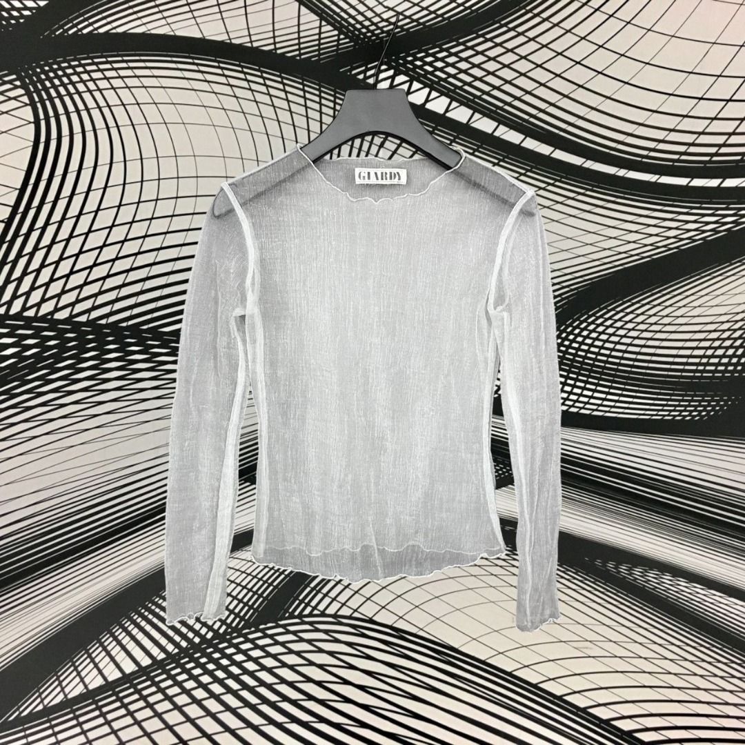 二手 GIARDY 香檳銀 彈性雪 透膚 罩衫上衣 G422 【明太子 古著應召站】, 她的時尚, 上衣, 背心、無袖在旋轉拍賣