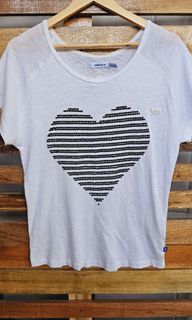 Addias white shirt with sequined heart design