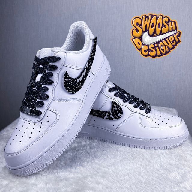 Air Force 1 Special Black Bandana Custom Set Velcro Swooshes Limited Edition Carousell