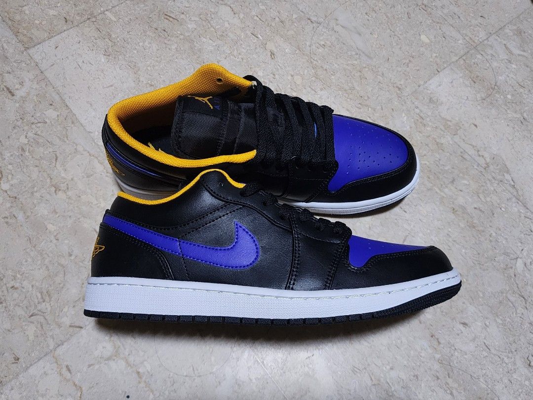 Air Jordan 1 Low Black Purple Yellow Men s Fashion Footwear Sneakers on Carousell