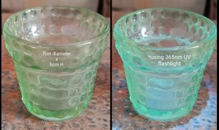 Antique Unmarked Hobnail Green Drinking Glass Cup UV Reactive Uranium Glass