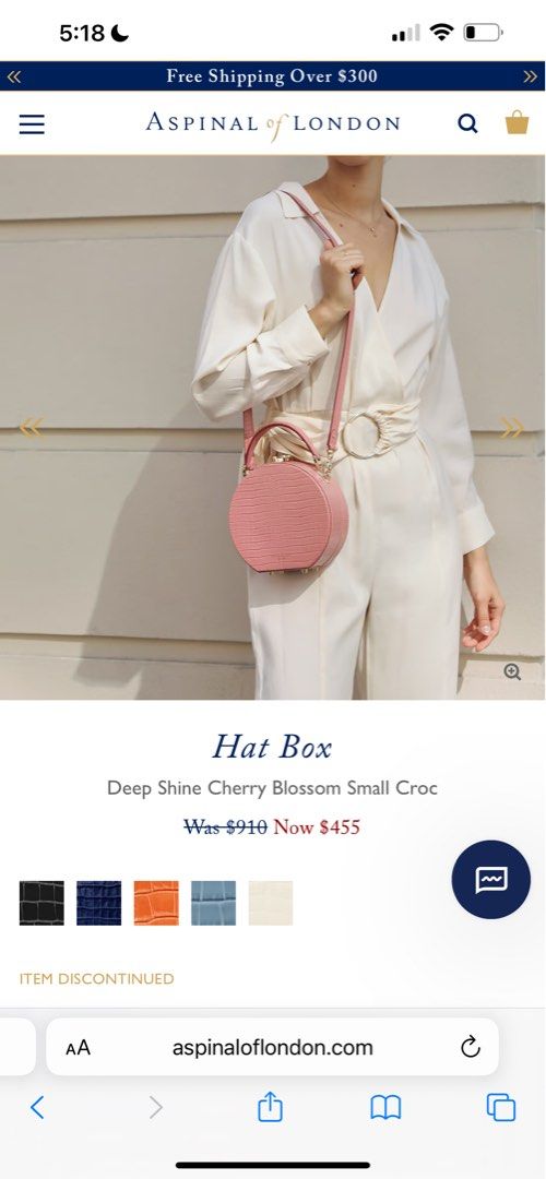 Aspinal of London hat box bag in size small cherry blossom pink Luxury Bags Wallets on Carousell
