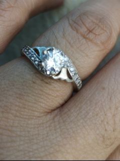 Beautiful Russian diamond sterling silver engagement ring.. Size7