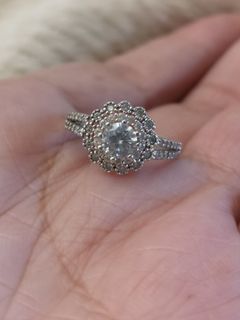 Beautiful Russian diamond sterling silver 925 engagement ring, size 5