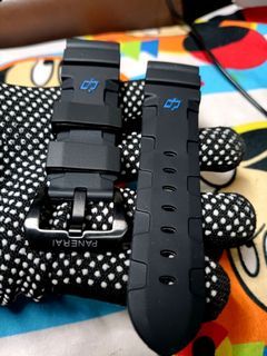 BLACK Rubber Strap 26mm Black Buckle Best Replacement For Pam Carbo Black Logo In Excellent Quality Sale ph1999