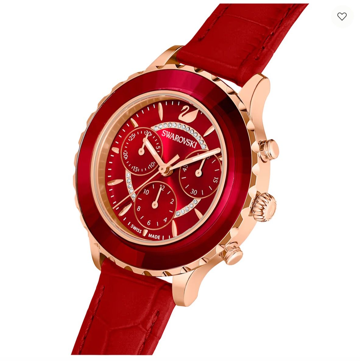 Brand New Swarovski Octea Lux Chrono Watch Red Rose Gold Tone Finish
