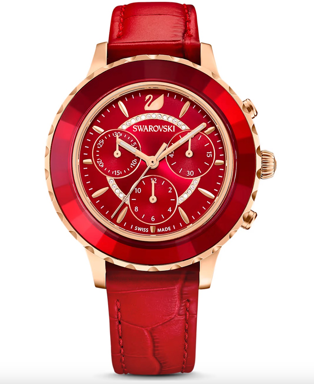 Brand New Swarovski Octea Lux Chrono Watch Red Rose Gold Tone Finish Luxury Watches on Carousell