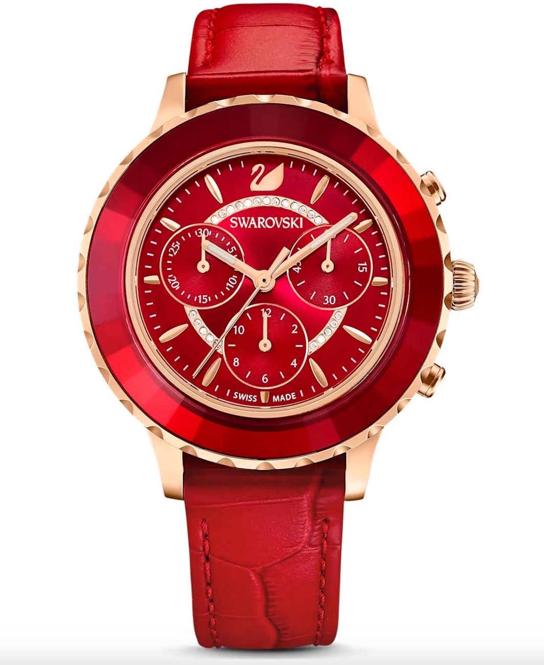 Brand New Swarovski Octea Lux Chrono Watch Red Rose Gold Tone Finish Luxury Watches on Carousell