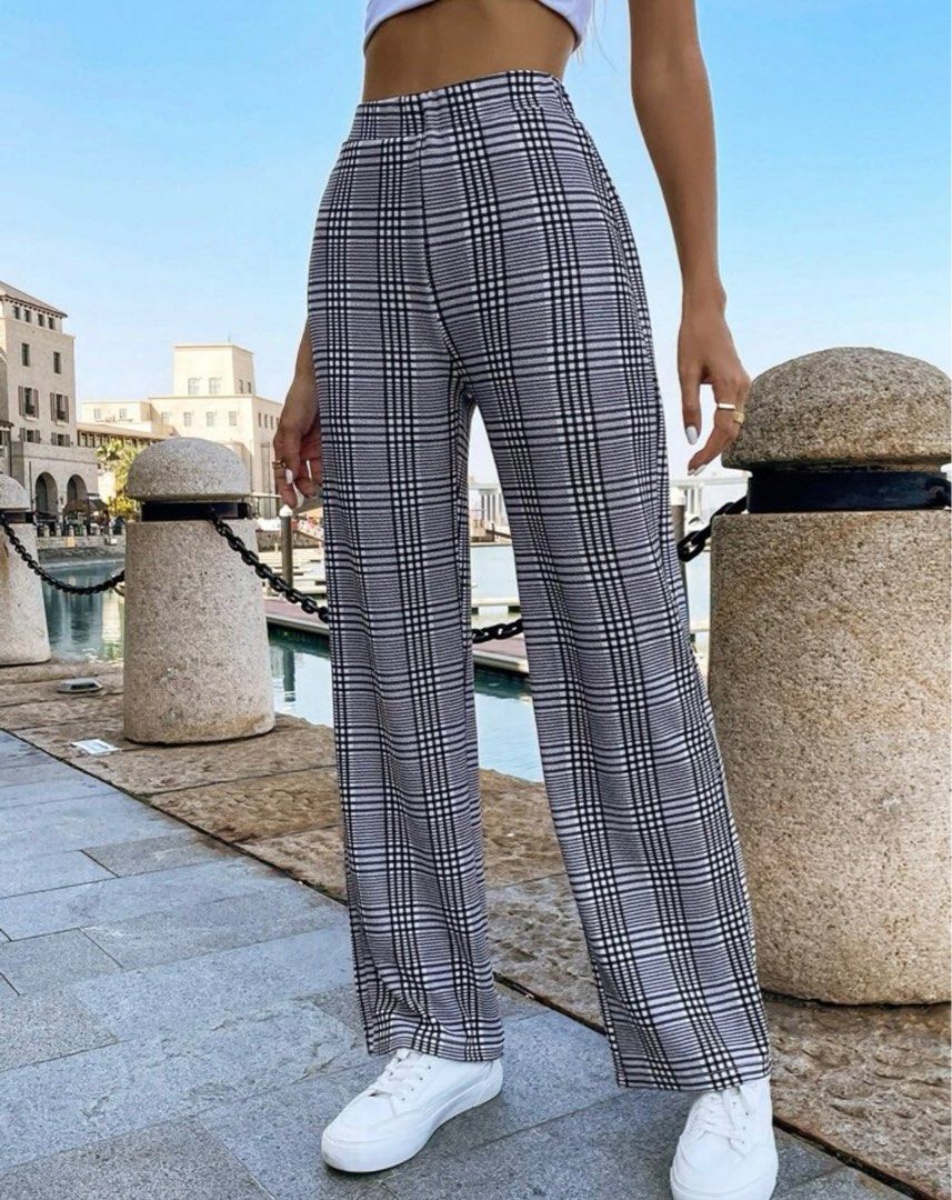 Carousell Shein Checkered Pants Checkered Pants, Women's Fashion