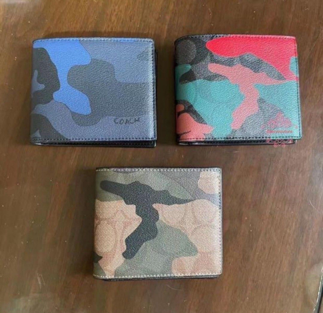 Preorder Coach men camo leather short bifold wallet with card holder waiting time 10 to 12days after payment has been made chat to buy to order Men s Fashion Watches Accessories Wallets Card