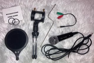 Condenser Microphone With Tripod | 2 in 1 Audio Cable For Radio /Singing
